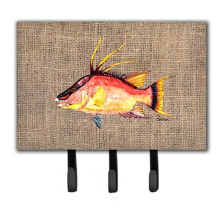 Jensendistributionservices Hog Snapper On Faux Burlap Leash & Key Holder MI1718281